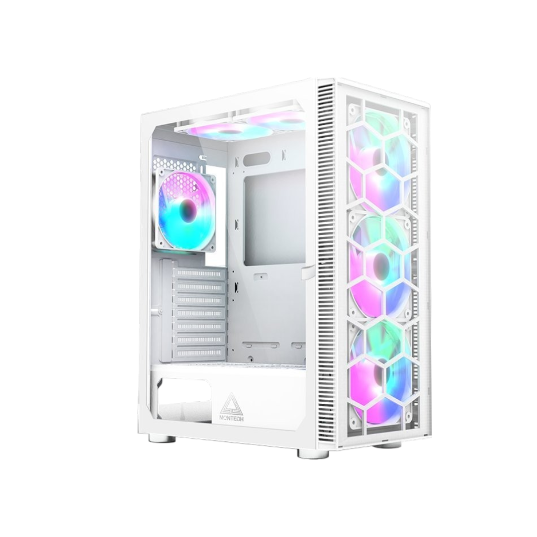 MONTECH GAMING CASE X3 GLASS, 6 FANS WHITE